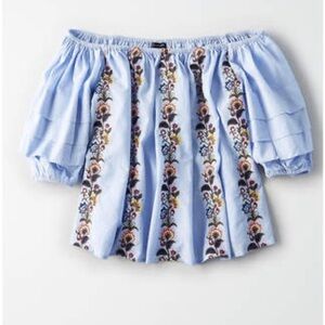 AE Bubble Sleeve Off Shoulder Top